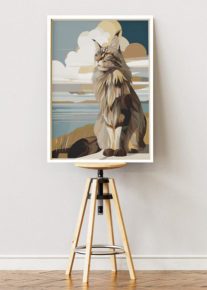 Maine Coon Cat Poster & Canvas Print – Coastal Modern Pet Art