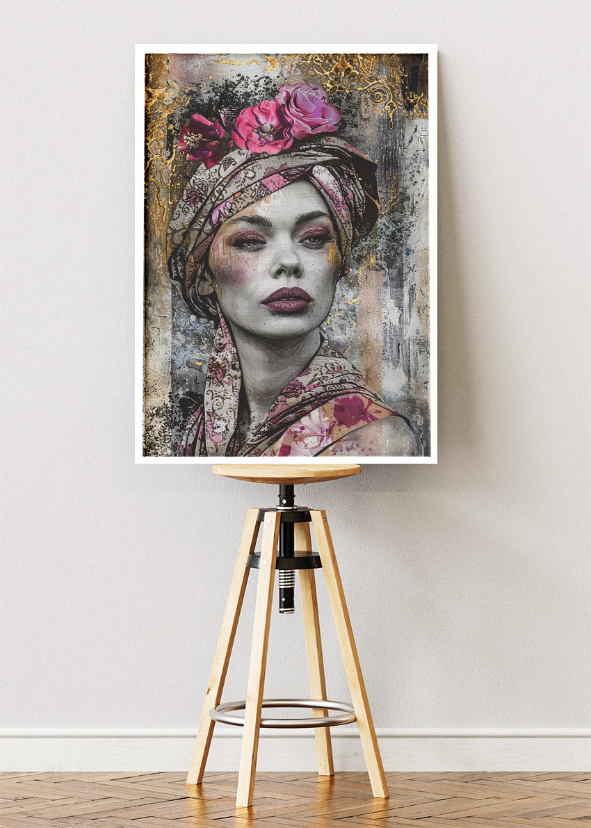 Vintage Rose Elegance Portrait Canvas & Poster Print – AI PRINT LAB