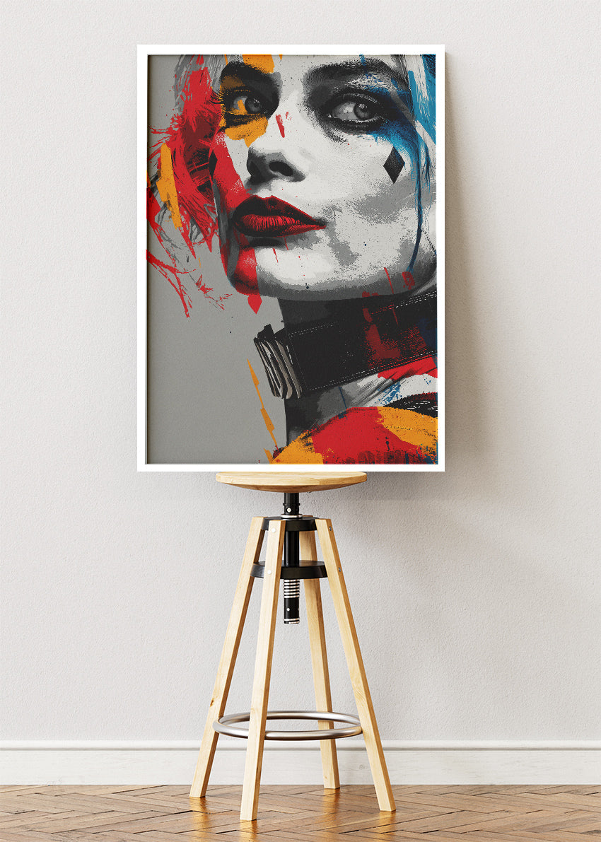 Harley Quinn – Vibrant Pop Art Portrait Canvas & Poster Print – AI PRINT LAB