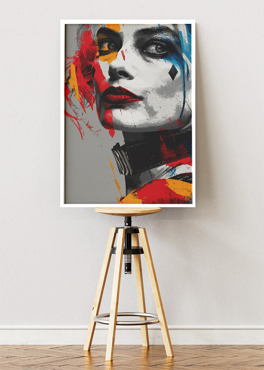 Harley Quinn – Vibrant Pop Art Portrait Canvas & Poster Print – AI PRINT LAB