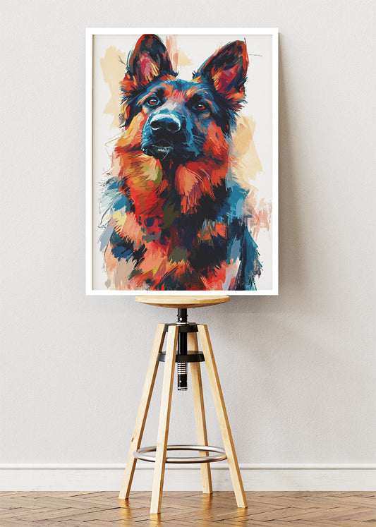 German Shepherd Art Print & Canvas – Colorful Painterly Dog Wall Art