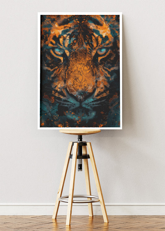 Tiger Face Art Print & Canvas – Intense Abstract Tiger Wall Art