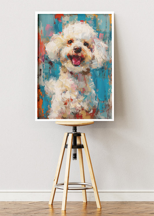 Cute Poodle Art Print & Canvas – Colorful Painterly Dog Wall Art