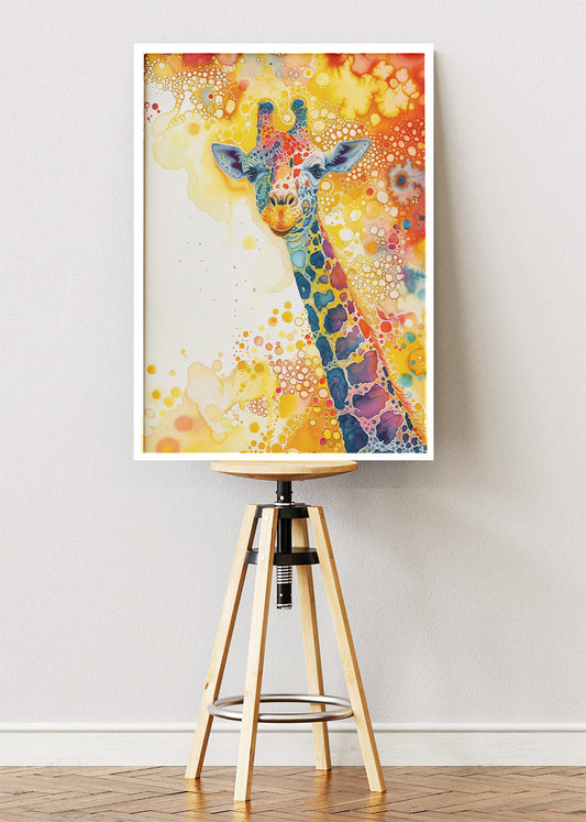 Colorful Giraffe Art Print & Canvas – Vibrant Abstract Giraffe Wall Art