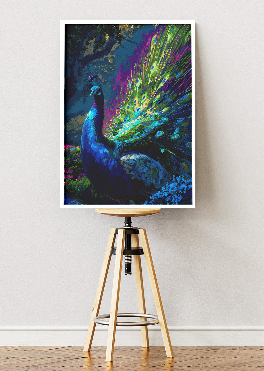 Peacock Poster & Canvas Print – Vibrant Exotic Bird Artwork