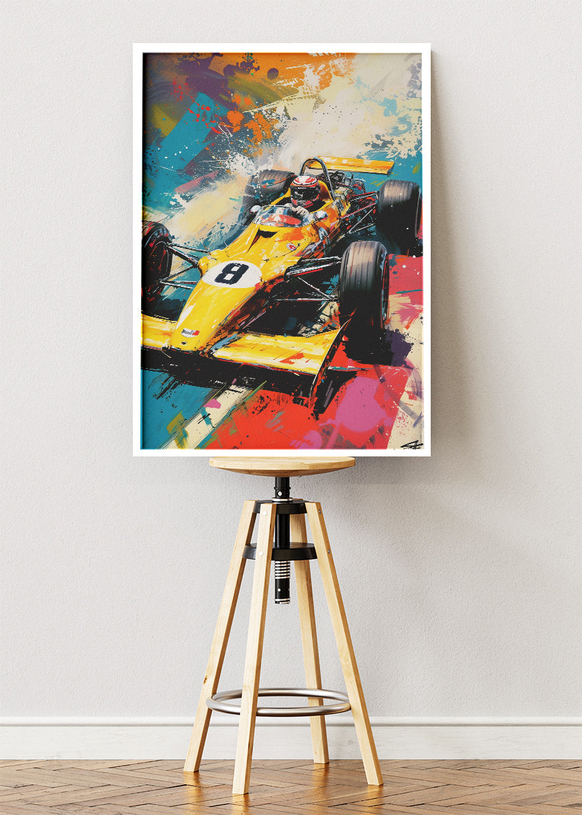 Vintage Formula Racing Car Abstract Splash Canvas Print & Poster – AI PRINT LAB