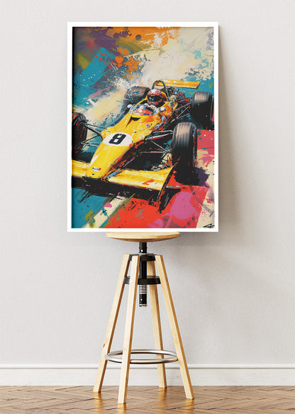 Vintage Formula Racing Car Abstract Splash Canvas Print & Poster – AI PRINT LAB