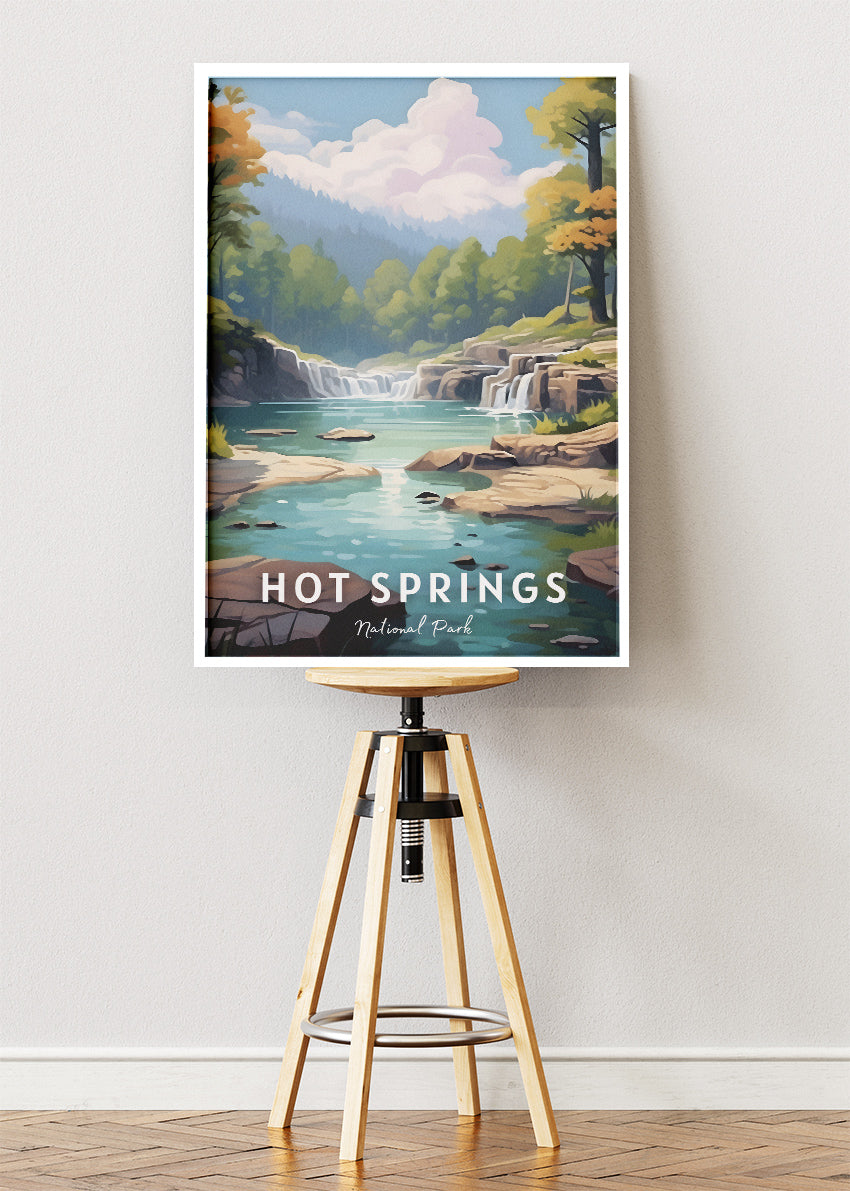 Hot Springs National Park Poster & Canvas Print – Scenic Waterfalls Arkansas Nature Wall Art