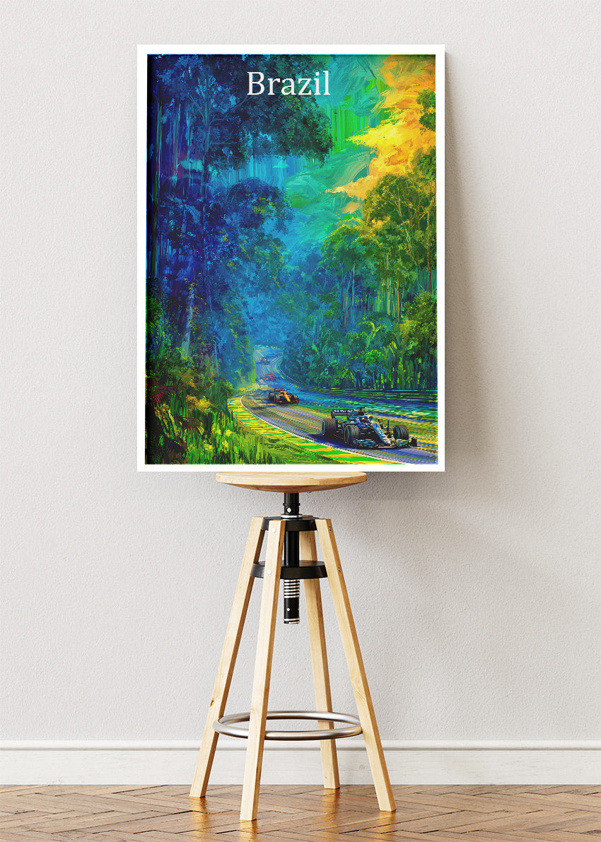 Brazil Formula One Forest Circuit Poster & Canvas | Cinematic Motorsport Wall Art