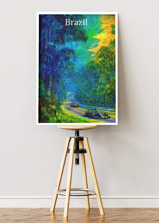 Brazil Formula One Forest Circuit Poster & Canvas | Cinematic Motorsport Wall Art