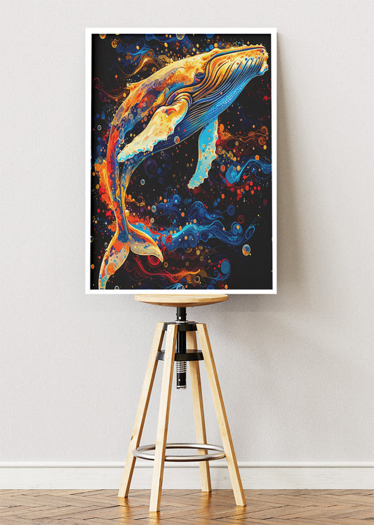 Abstract Whale Art Print & Canvas – Colorful Humpback Whale Wall Art