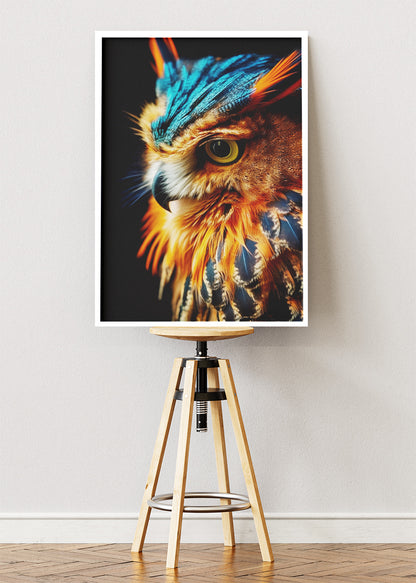 Vibrant Owl Portrait Wildlife Canvas & Poster Print – AI PRINT LAB