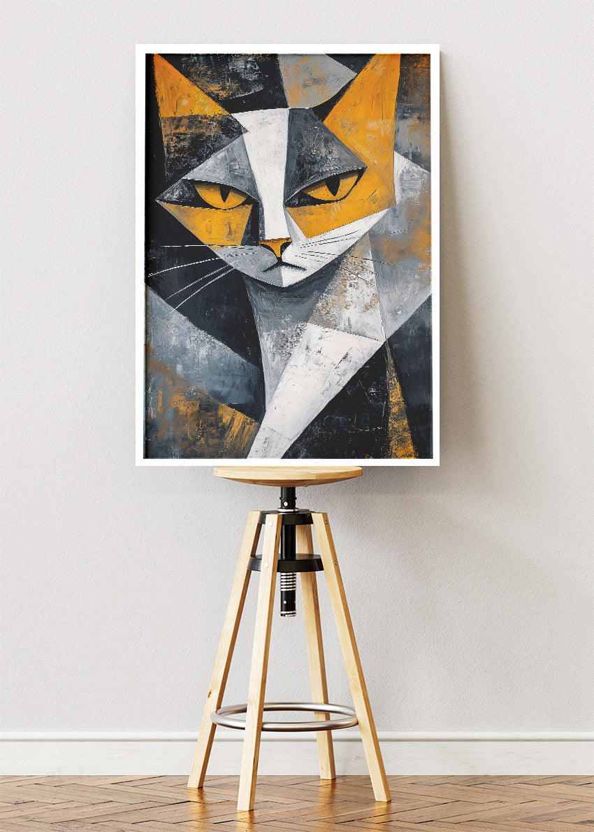 Modern Geometric Cat Abstract Canvas & Poster Print – AI PRINT LAB