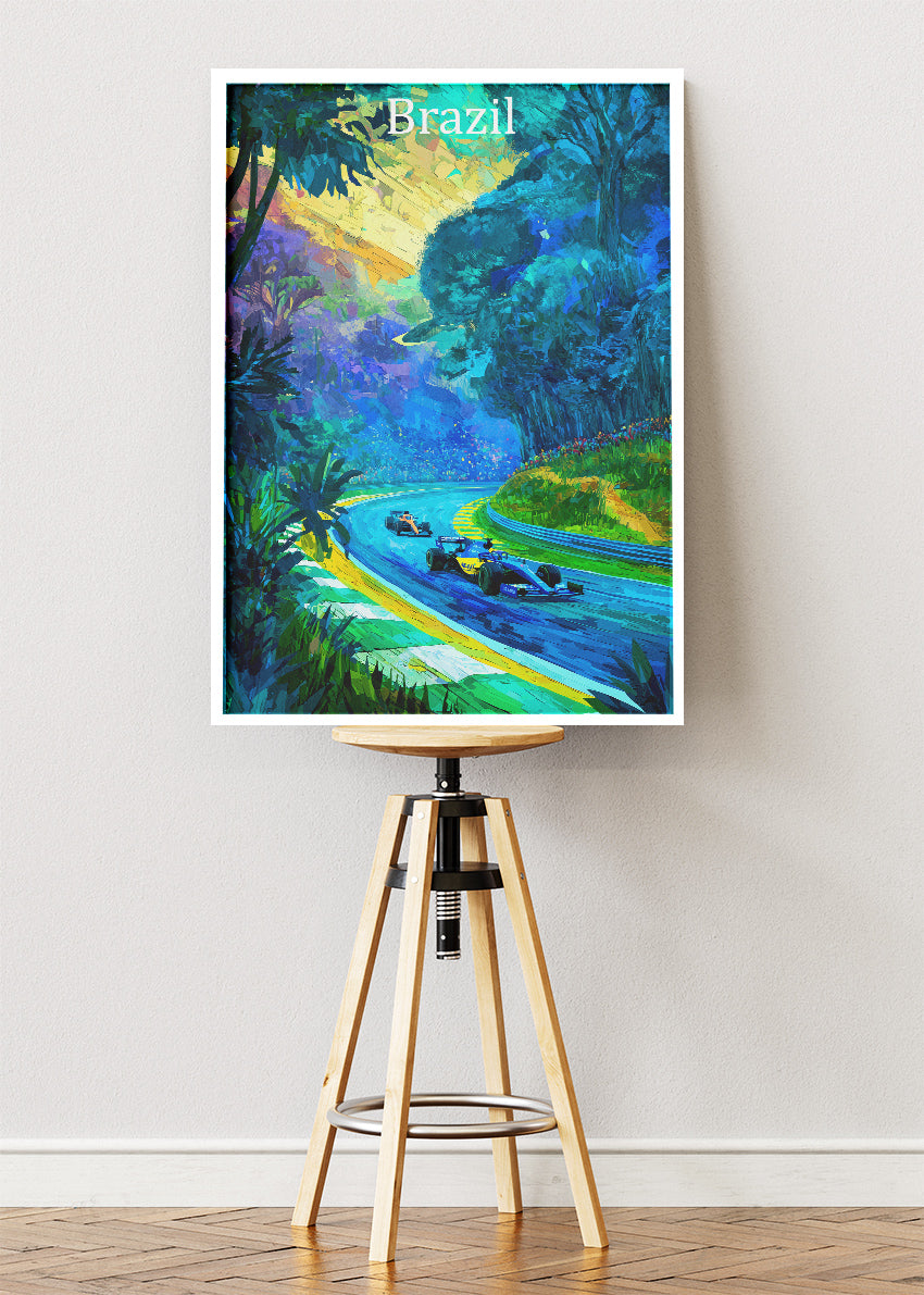 Brazil Formula One Forest Circuit Poster & Canvas | Cinematic Motorsport Wall Art