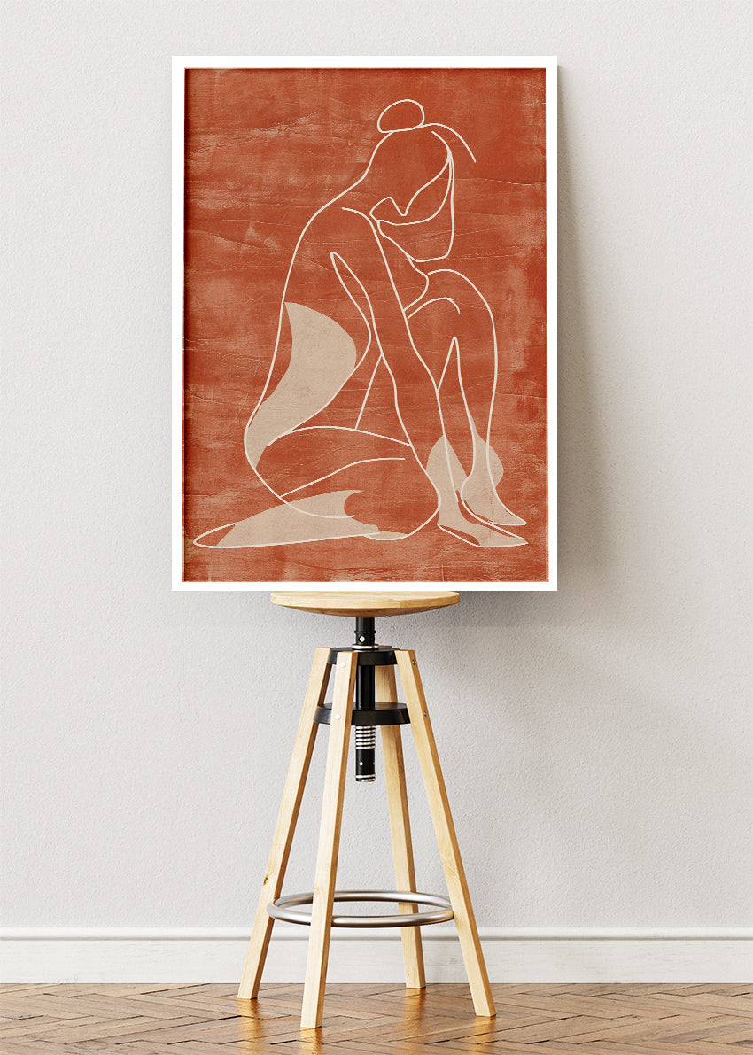 Terracotta Minimalist Figure Canvas & Poster Print – AI PRINT LAB