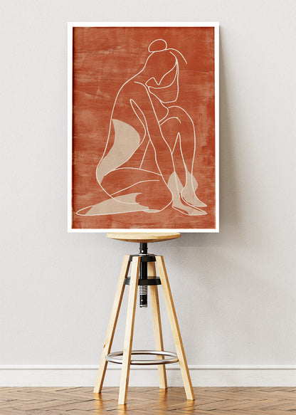 Terracotta Minimalist Figure Canvas & Poster Print – AI PRINT LAB