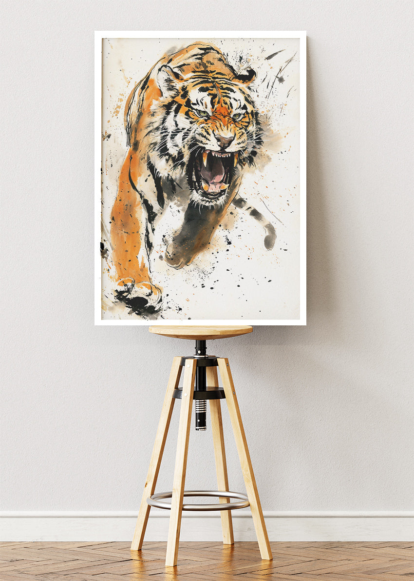 Fierce Tiger Ink Splash Canvas & Poster Print – AI PRINT LAB