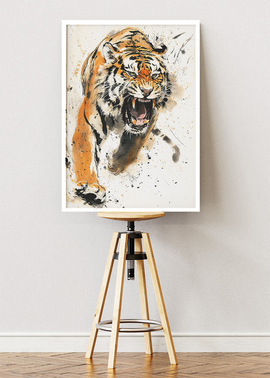 Fierce Tiger Ink Splash Canvas & Poster Print – AI PRINT LAB
