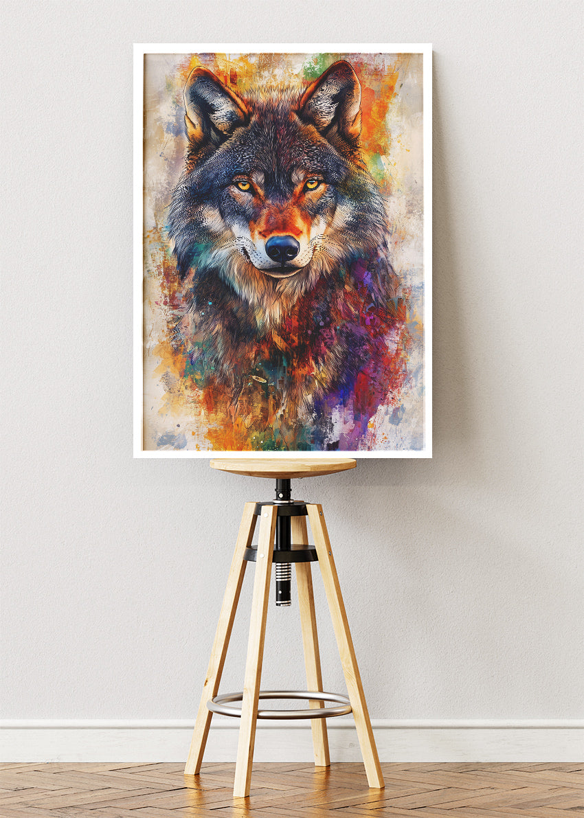 Colorful Wolf Portrait Canvas & Poster Print – AI PRINT LAB