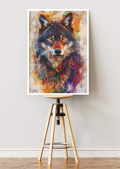 Colorful Wolf Portrait Canvas & Poster Print – AI PRINT LAB