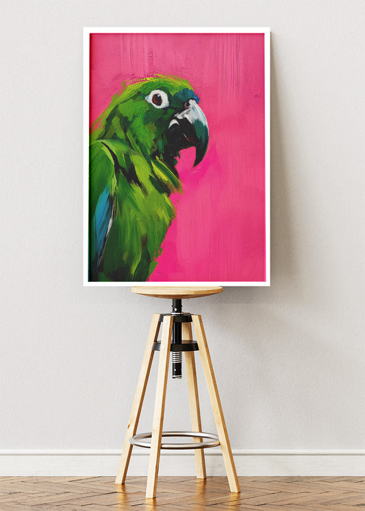 Colorful Green Parrot Pop Art Canvas & Poster Print – AI PRINT LAB