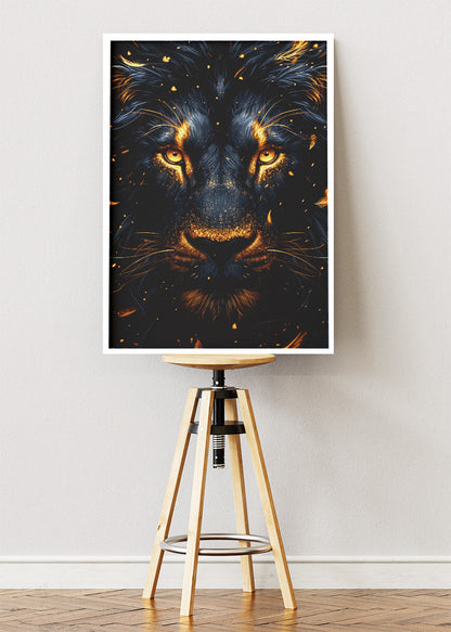 Golden Lion Dark Portrait Canvas & Poster Print – AI PRINT LAB