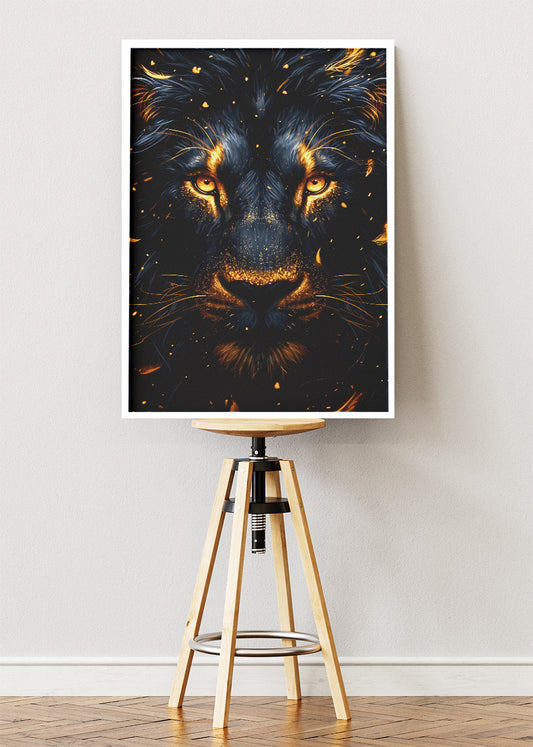 Golden Lion Dark Portrait Canvas & Poster Print – AI PRINT LAB