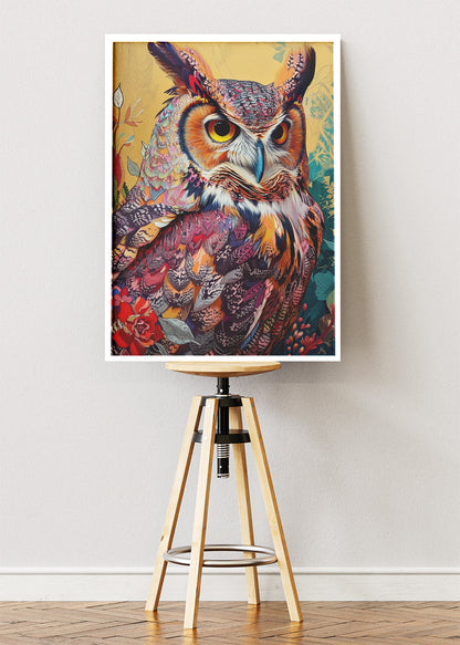 Colorful Ornate Owl Canvas & Poster Print – AI PRINT LAB