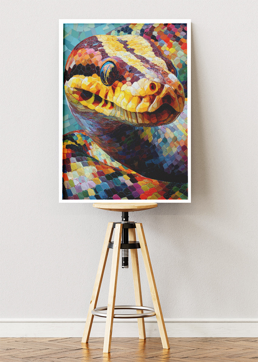 Colorful Mosaic Snake Canvas & Poster Print – AI PRINT LAB