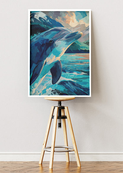 Ocean Dolphin Landscape Canvas & Poster Print – AI PRINT LAB