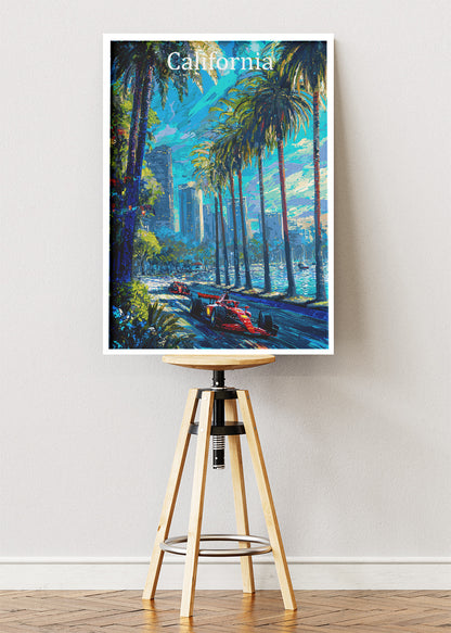 California Formula One Palm Street Circuit Poster & Canvas | Cinematic Motorsport Wall Art