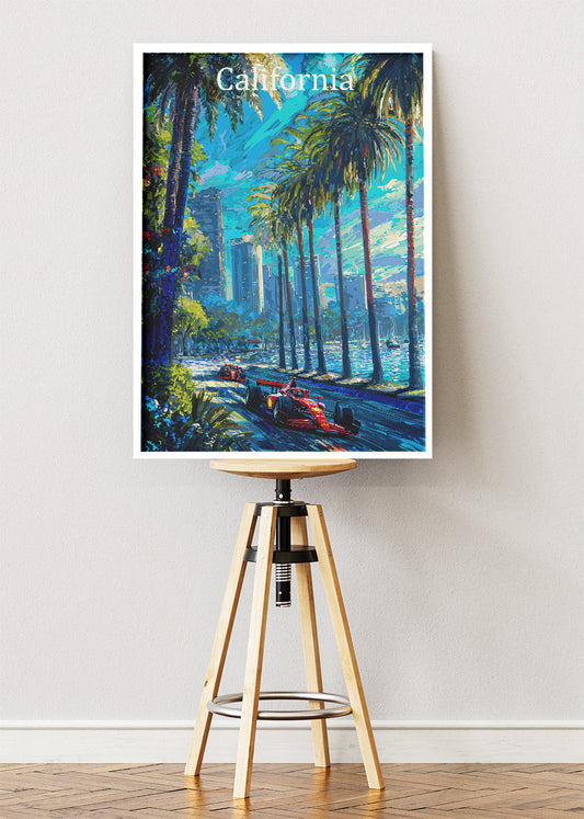 California Formula One Palm Street Circuit Poster & Canvas | Cinematic Motorsport Wall Art