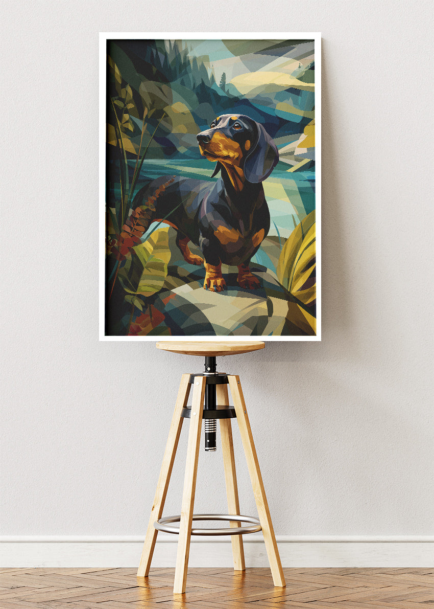 Geometric Dachshund Nature Canvas & Poster Print – AI PRINT LAB
