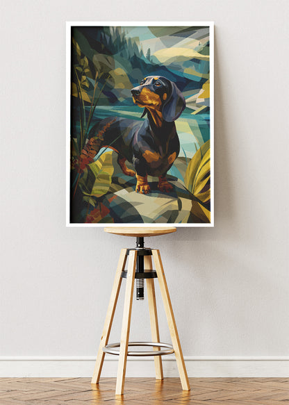 Geometric Dachshund Nature Canvas & Poster Print – AI PRINT LAB