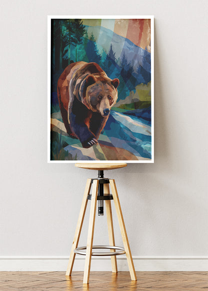 Majestic Brown Bear Forest Canvas & Poster Print – AI PRINT LAB