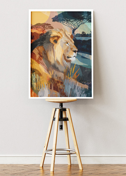 African Lion Savannah Canvas & Poster Print – AI PRINT LAB