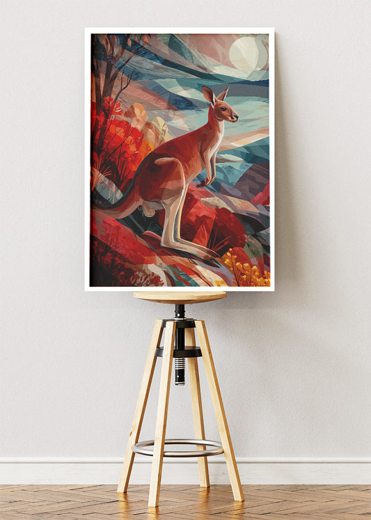 Australian Kangaroo Landscape Canvas & Poster Print – AI PRINT LAB