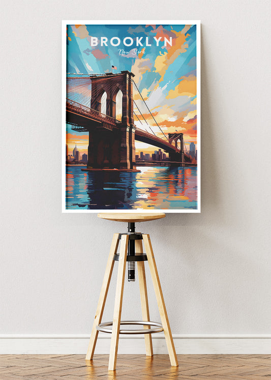 Brooklyn New York Poster & Canvas Print – Vibrant Skyline Wall Art
