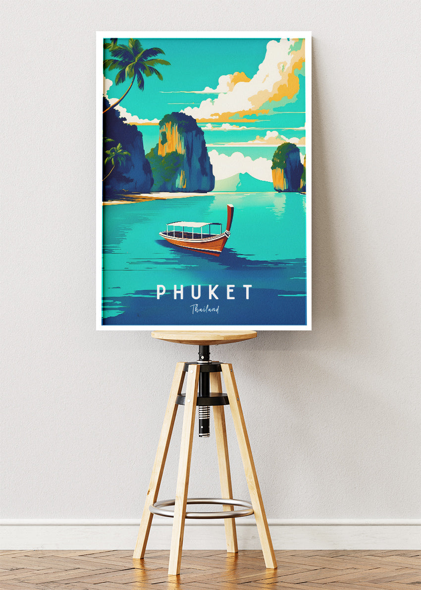 Phuket Thailand Poster & Canvas Print – Vintage Tropical Paradise Travel Art
