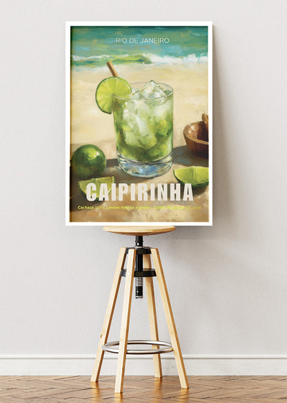 Caipirinha Cocktail Poster & Canvas Print | Rio de Janeiro Beach Bar Wall Art