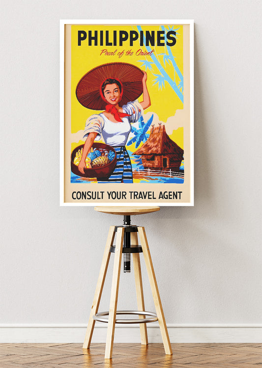 Philippines Vintage Poster & Canvas Print – Retro Pearl of the Orient Travel Art
