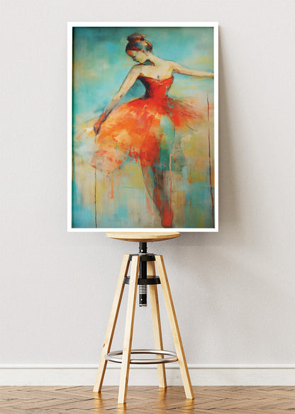 Abstract Ballerina in Red Dress Canvas & Poster Print – AI PRINT LAB