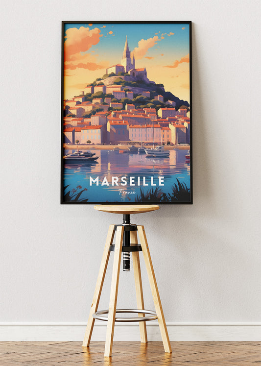 Marseille France Poster & Canvas Print – Vintage Coastal Cityscape Art