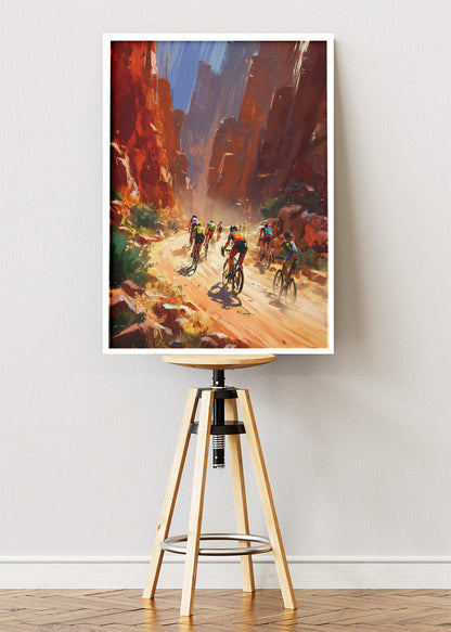 Canyon Cycling Art Print & Canvas – Dynamic Group Cycling Wall Art