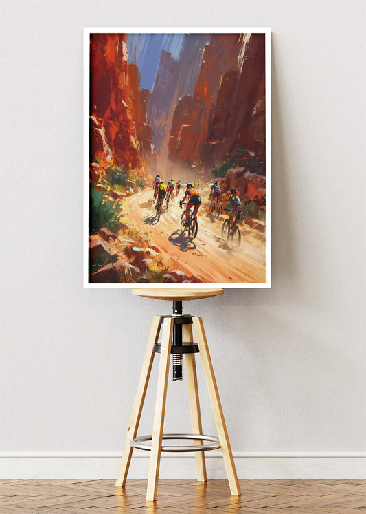 Canyon Cycling Art Print & Canvas – Dynamic Group Cycling Wall Art