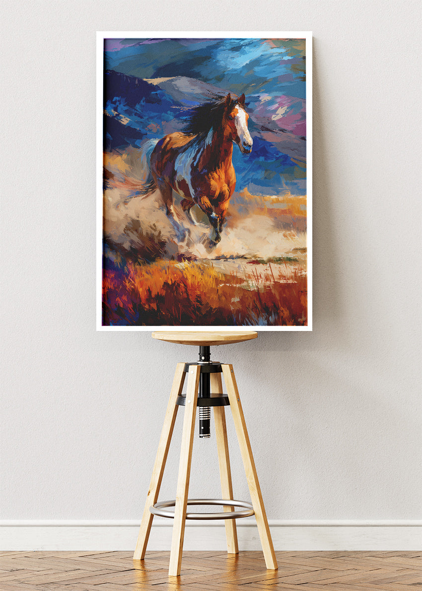 Wild Running Horse Mountain Canvas & Poster Print – AI PRINT LAB