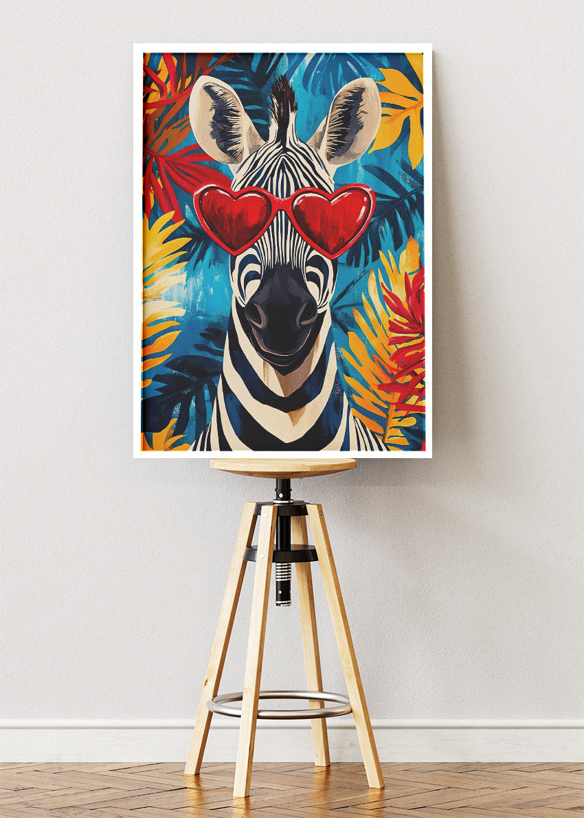 Stylish Zebra Heart Glasses Canvas & Poster Print – AI PRINT LAB