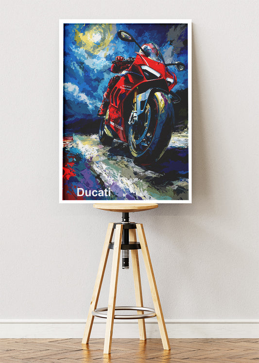 Ducati Night Rider Speed Art Poster & Canvas