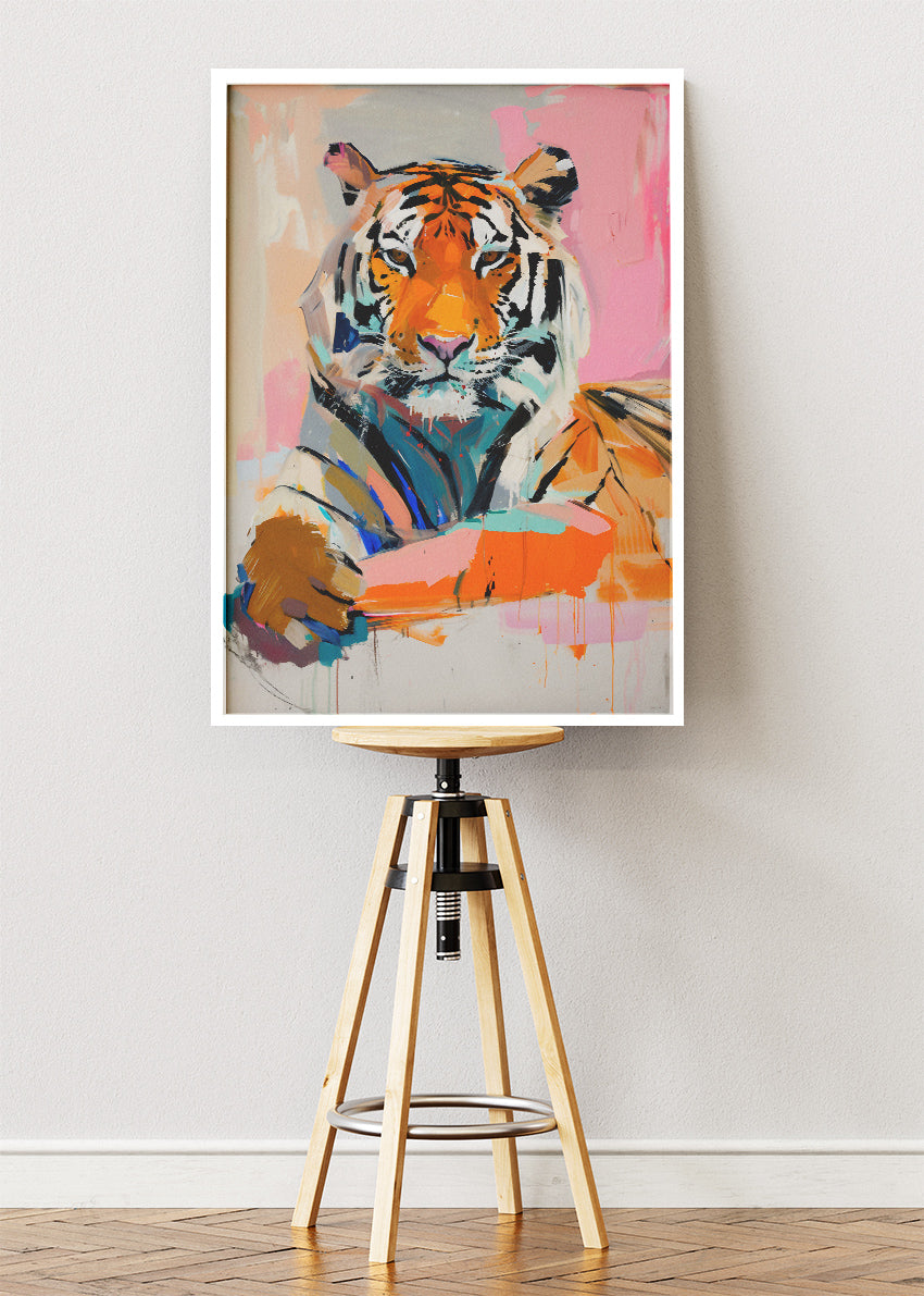 Expressive Tiger Portrait Canvas Print & Poster – Modern Abstract Tiger Wall Art – AI PRINT LAB