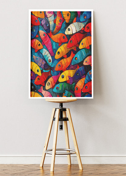 Colorful Abstract Fish Canvas Print & Poster – Vibrant Ocean Wall Art – AI PRINT LAB